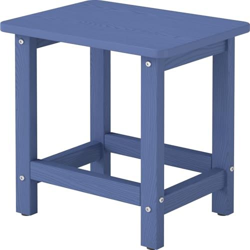 bivoda weatherproof outdoor side table, hdpe small outdoor table for adirondack, 16.6-inch patio square end tables for garden, backyard, porch, deck, balcony, poolside (navy blue)