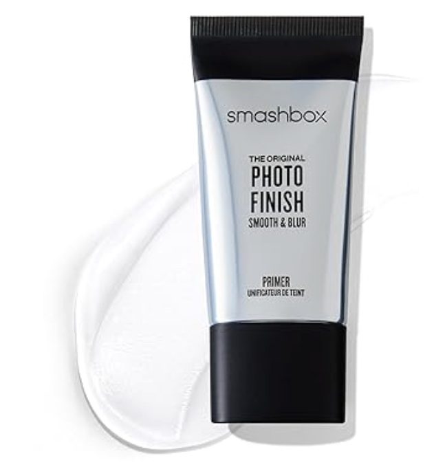 11 things i wish i bought sooner (april edition) 3 a tube of smashbox photo finish smooth & blur primer with a smear of the clear primer gel displayed beside it on a white background.