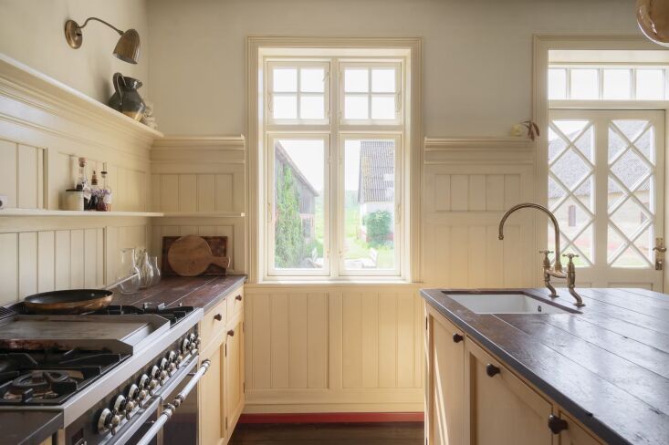 the wood countertops are finished with linolie & pigment