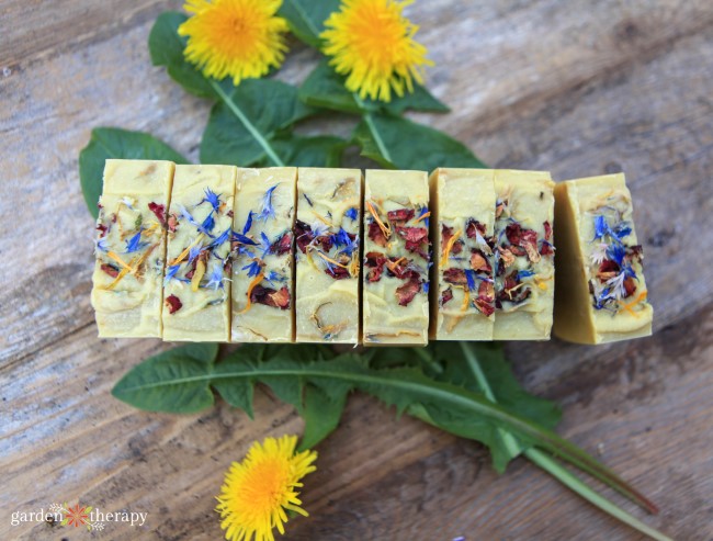 cut wildflower soap
