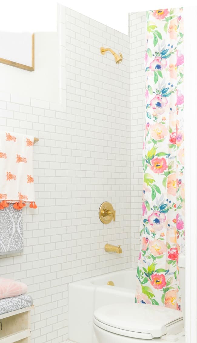 the faucets in the tub and shower are also brass.