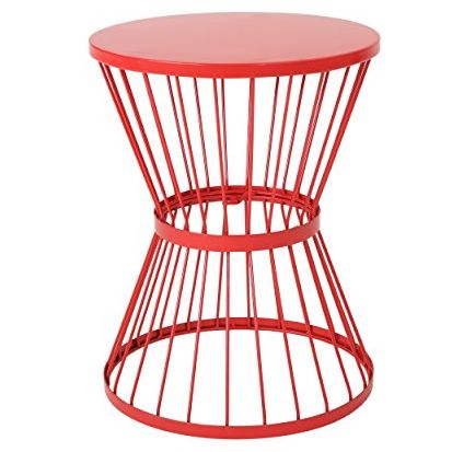 christopher knight home lassen outdoor 16" iron side table, matte red