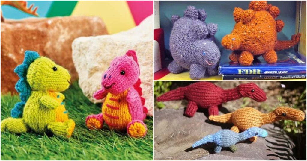 6 Group of Dinosaur Free Knitting Patterns ⋆ Bright Stuffs