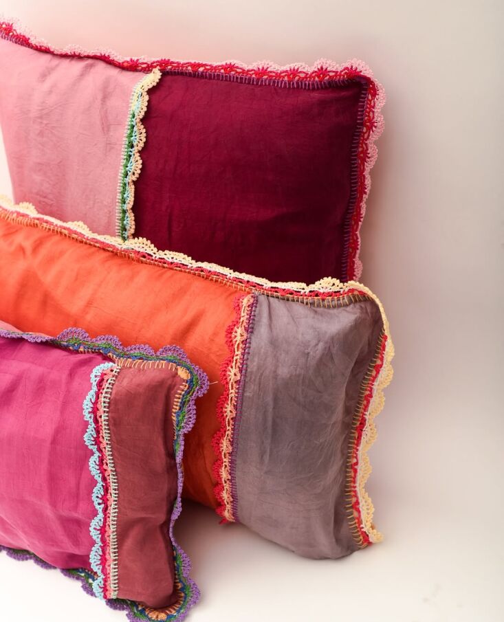 Supernaturae plant-dyed silk caftans and cushions