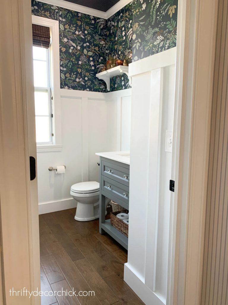 A Pretty Window DIY and Finishing Touches in the Powder Room | Thrifty Decor Chick