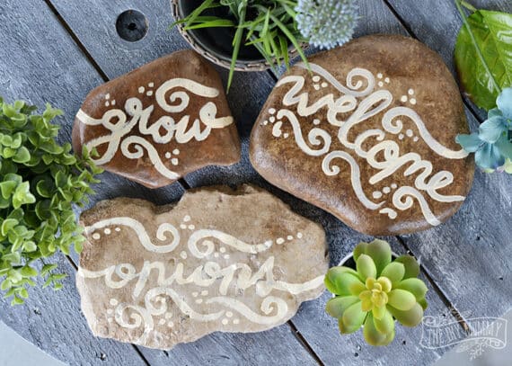 diy painted rocks for garden markers or step stones