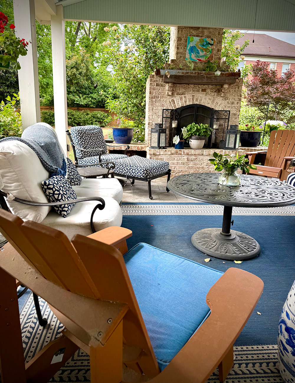 covered seating area in garden