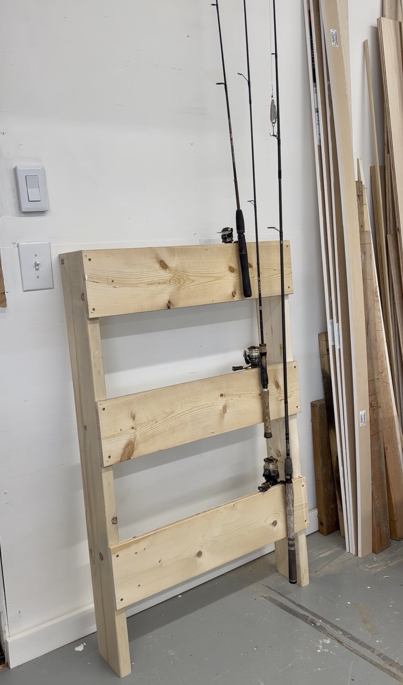 half height fishing rod rack plans